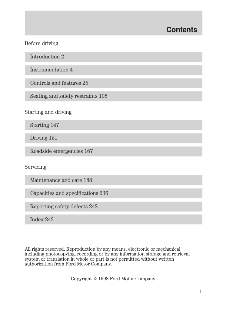 Page n°1 - Mode d'emploi Ford Windstar (1999)