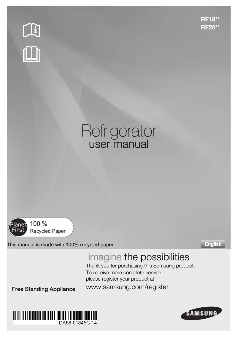 Page 1 de la notice Manuel d'utilisation et d'entretien Samsung RF18HFENBWW