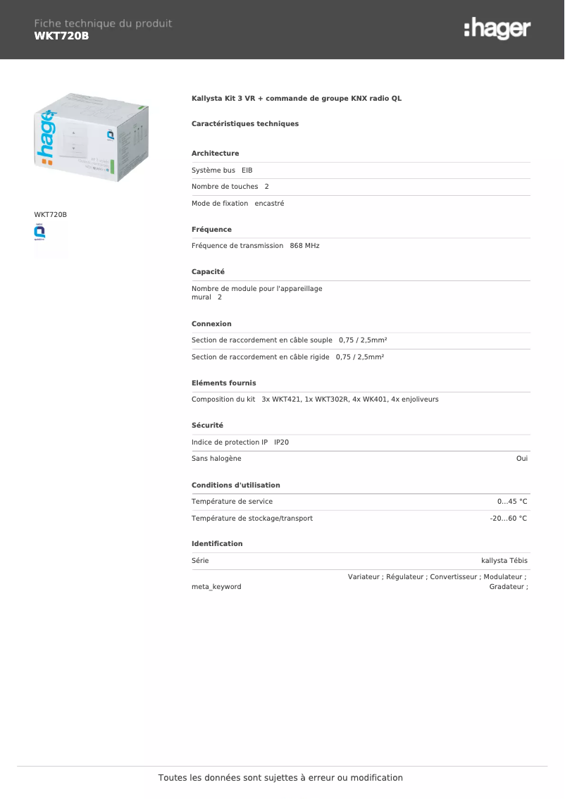 Image de la première page du manuel de l'appareil WKT720B