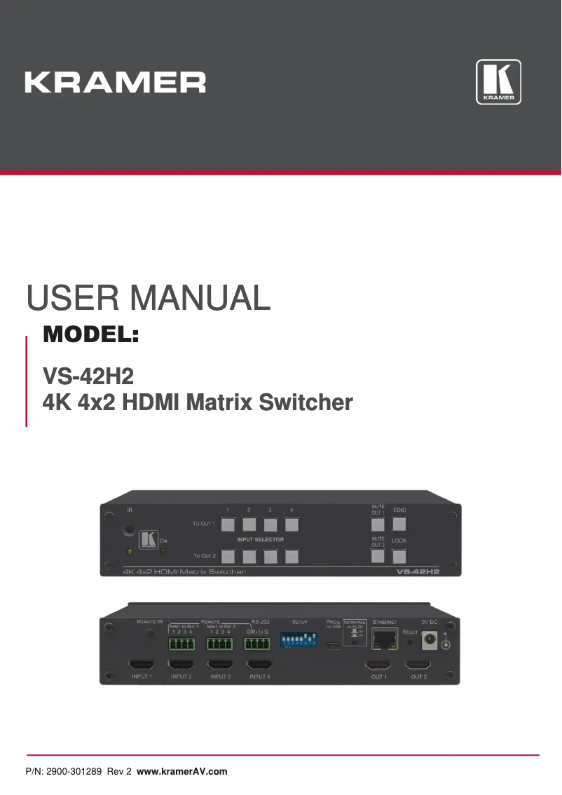 Page n°1 - Manuel utilisateur Kramer VS-42H2