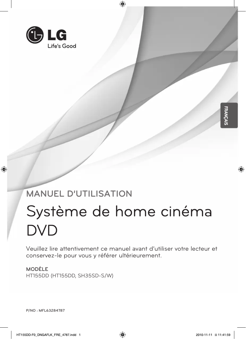 Page 1 de la notice Manuel utilisateur LG HT155DD