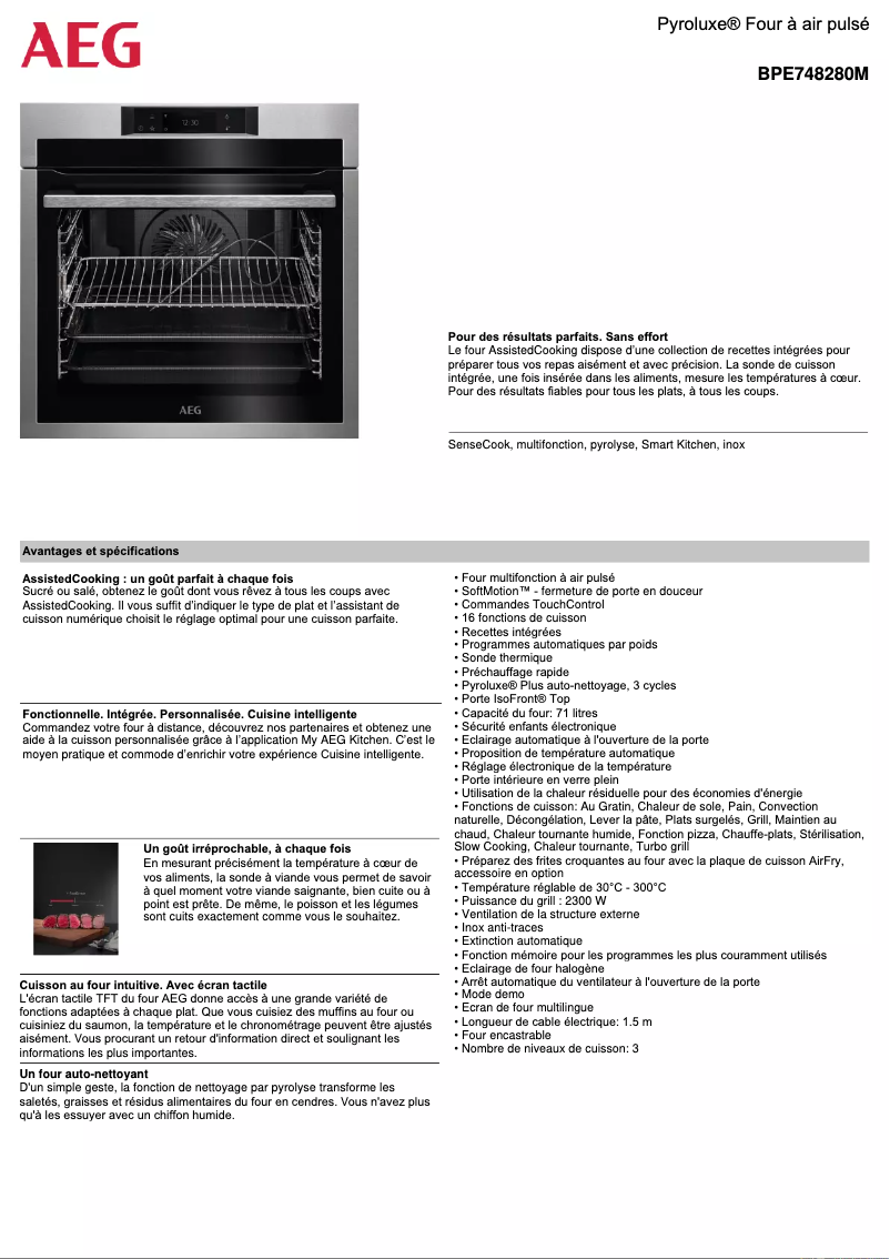 Página 1 del manual Ficha técnica AEG BPE748280M