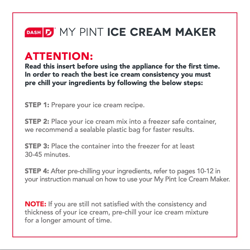 Page 1 de la notice Guide de démarrage rapide Dash DPIC100