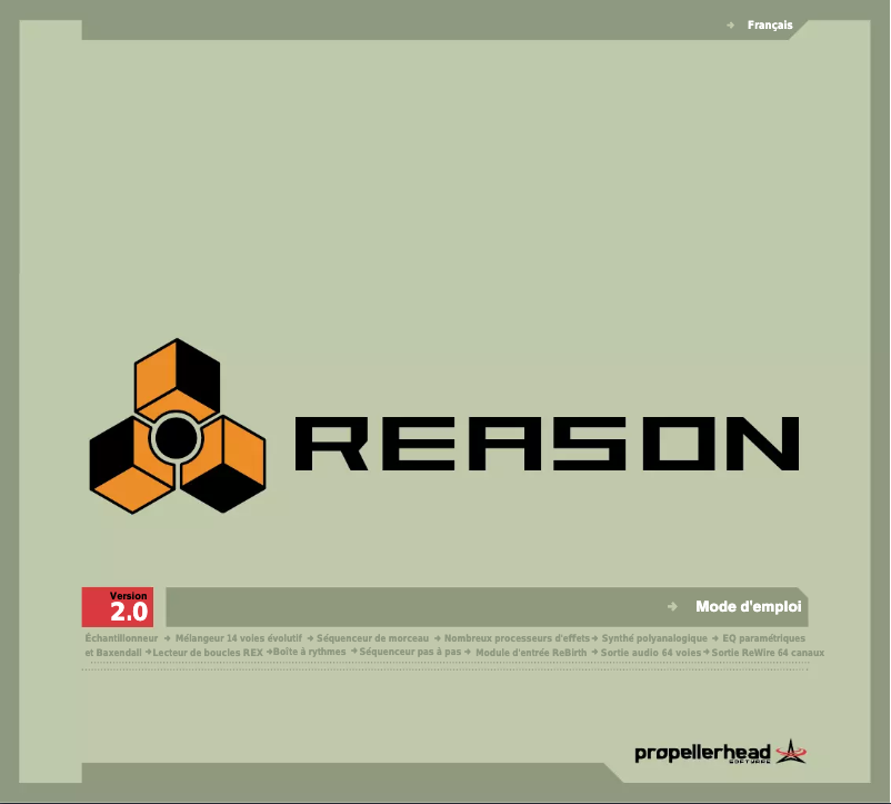 Page 1 de la notice Manuel utilisateur Propellerhead Reason 2.0
