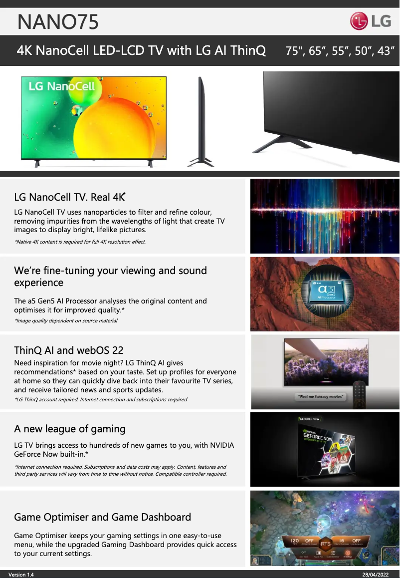 Image de la première page du manuel de l'appareil 50NANO75SQA