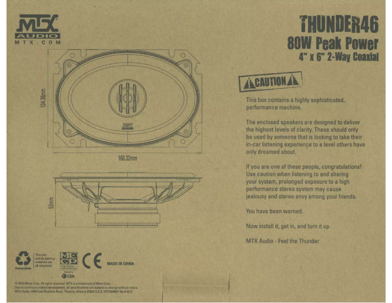 Page n°1 - Manuel utilisateur MTX Audio Thunder 46