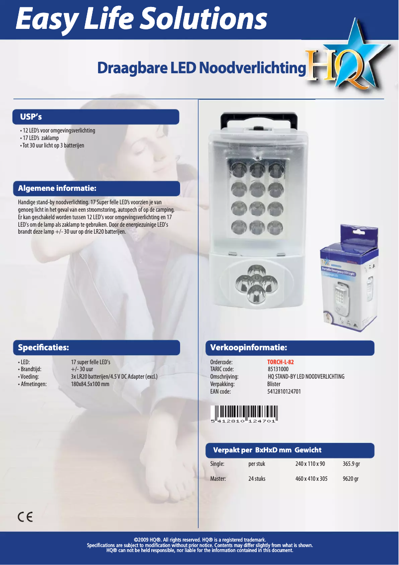 Page 1 de la notice Manuel utilisateur HQ TORCH-L-82