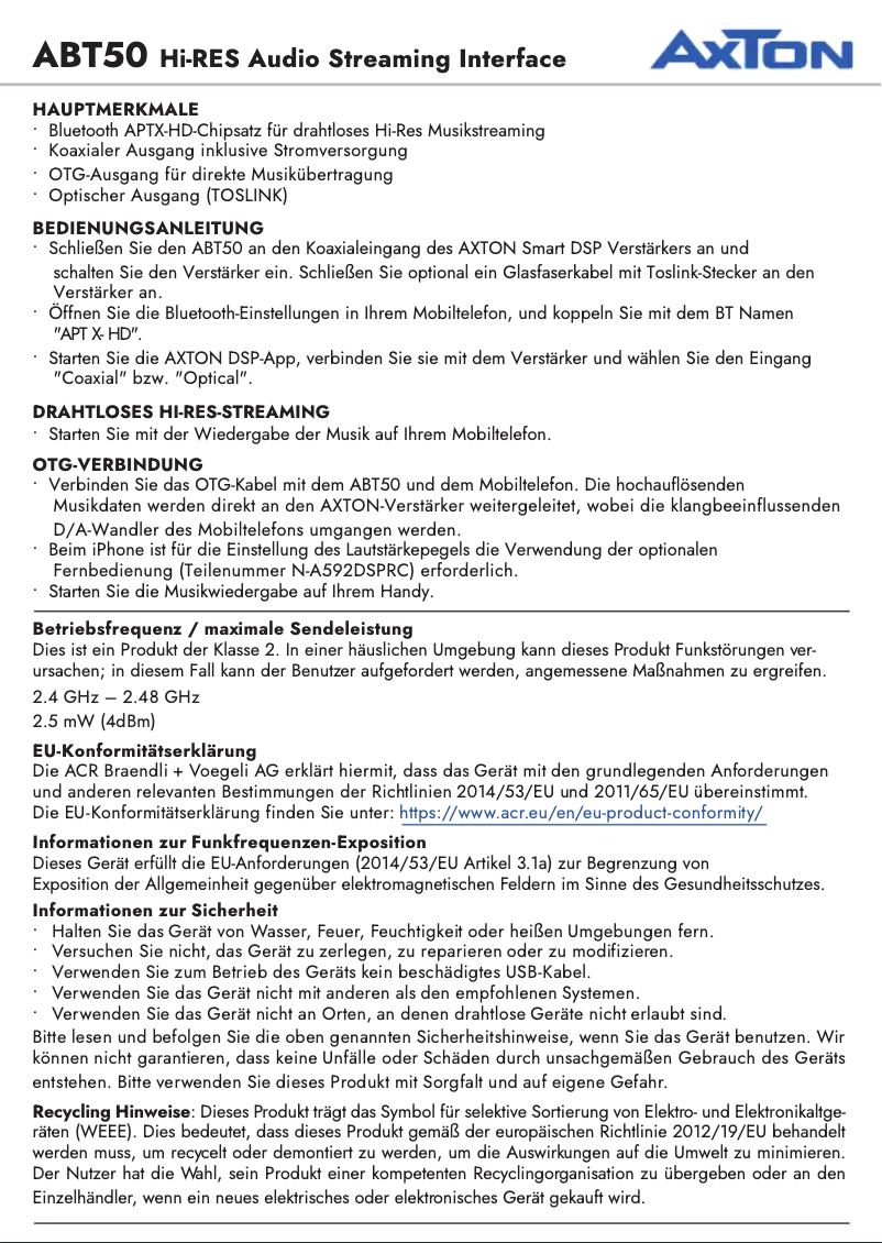 Imagen de la primera página del manual del dispositivo ABT50