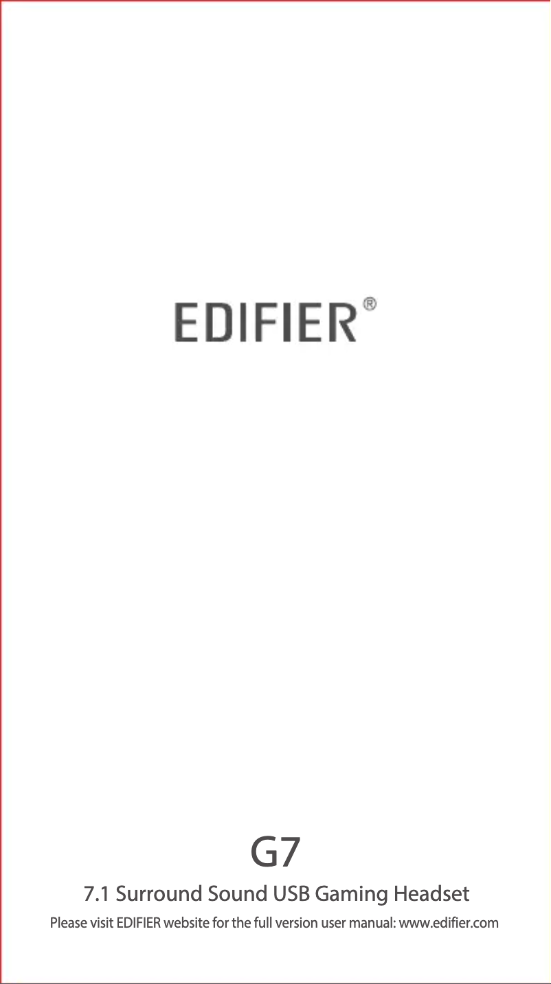 Page n°1 - Manuel utilisateur Edifier G7