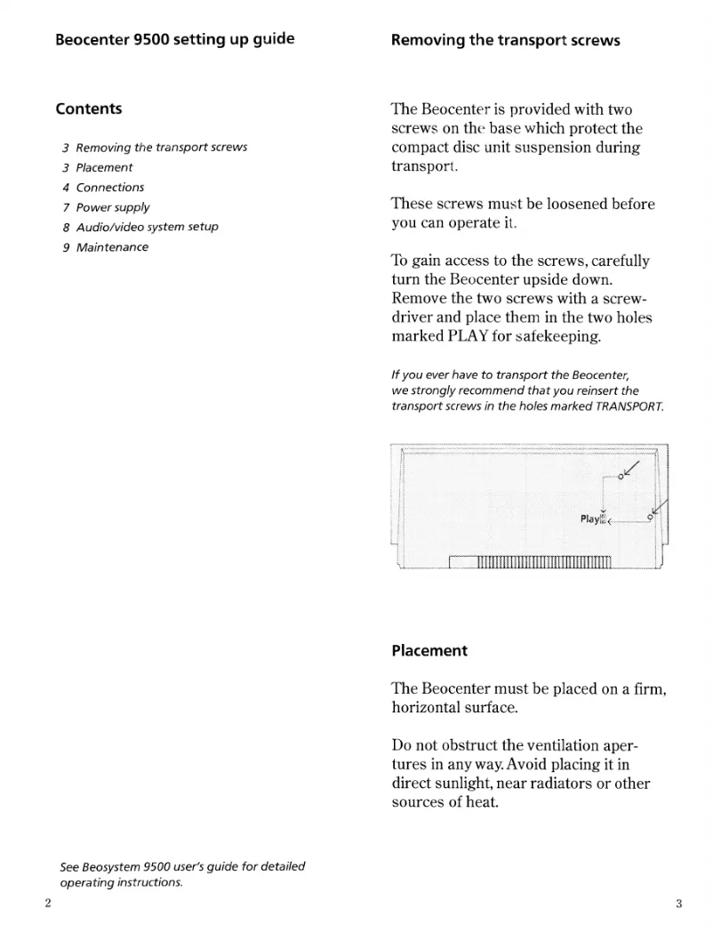 Page n°1 - Manuel utilisateur Bang & Olufsen Beocenter 9300