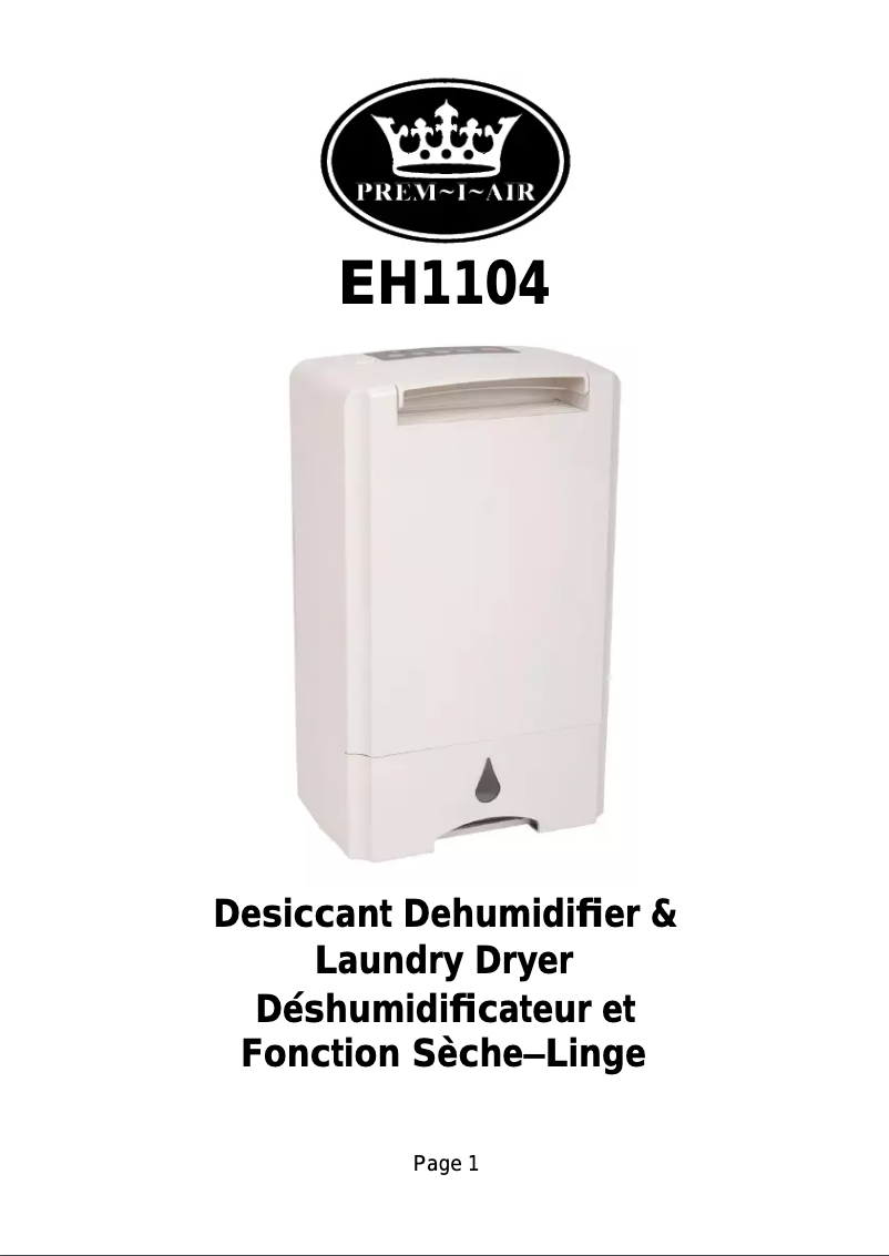 Page 1 de la notice Manuel utilisateur Prem-I-Air EH1104