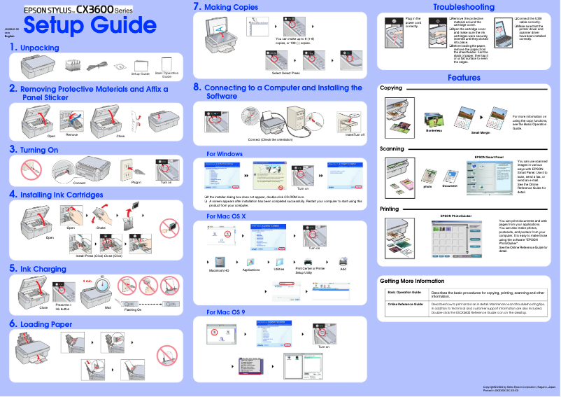 Image de la première page du manuel de l'appareil Stylus CX3600