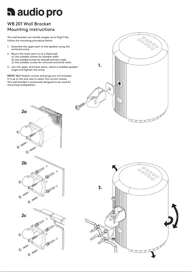 Page 1 de la notice Manuel utilisateur Audio Pro WB 201