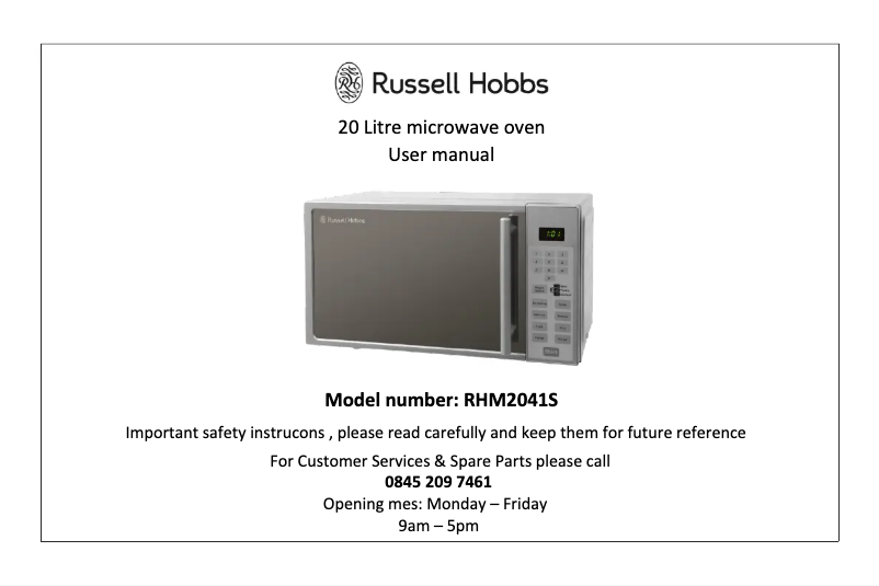 Página 1 del manual Manual de usuario Russell Hobbs RHM2041S