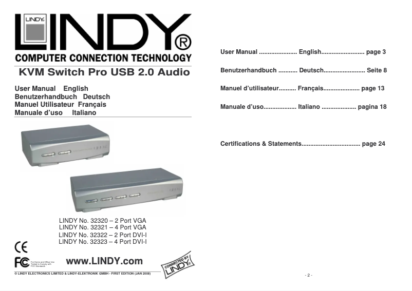 Page 1 de la notice Manuel utilisateur Lindy 32321