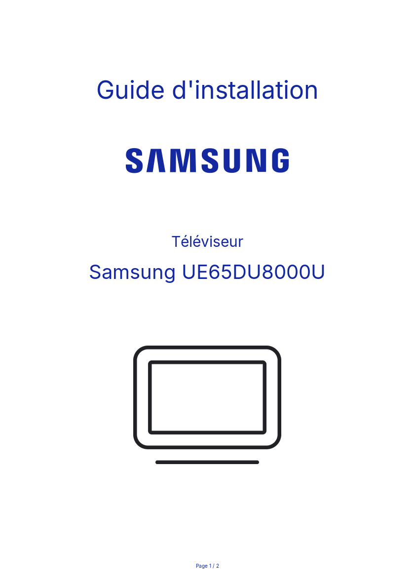 Page n°1 - Guide d'installation Samsung UE65DU8000U