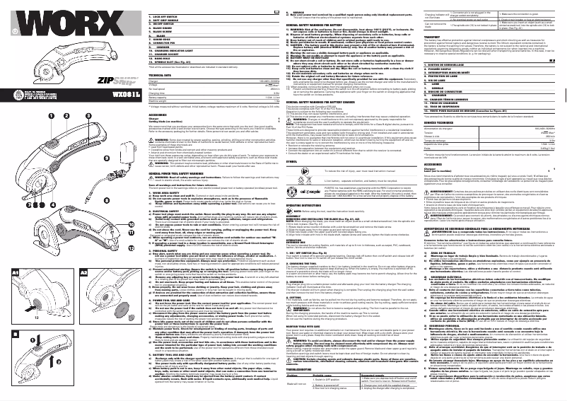 Page n°1 - Manuel utilisateur Worx WX081L