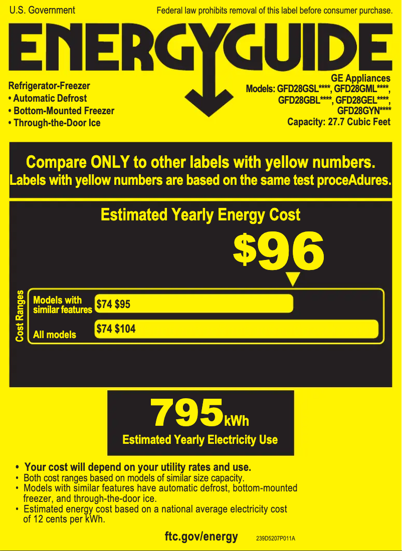 Página 1 del manual Etiqueta energética GE GFD28GSLSS