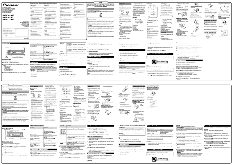 Page 1 de la notice Guide de démarrage rapide Pioneer MVH-S310BT