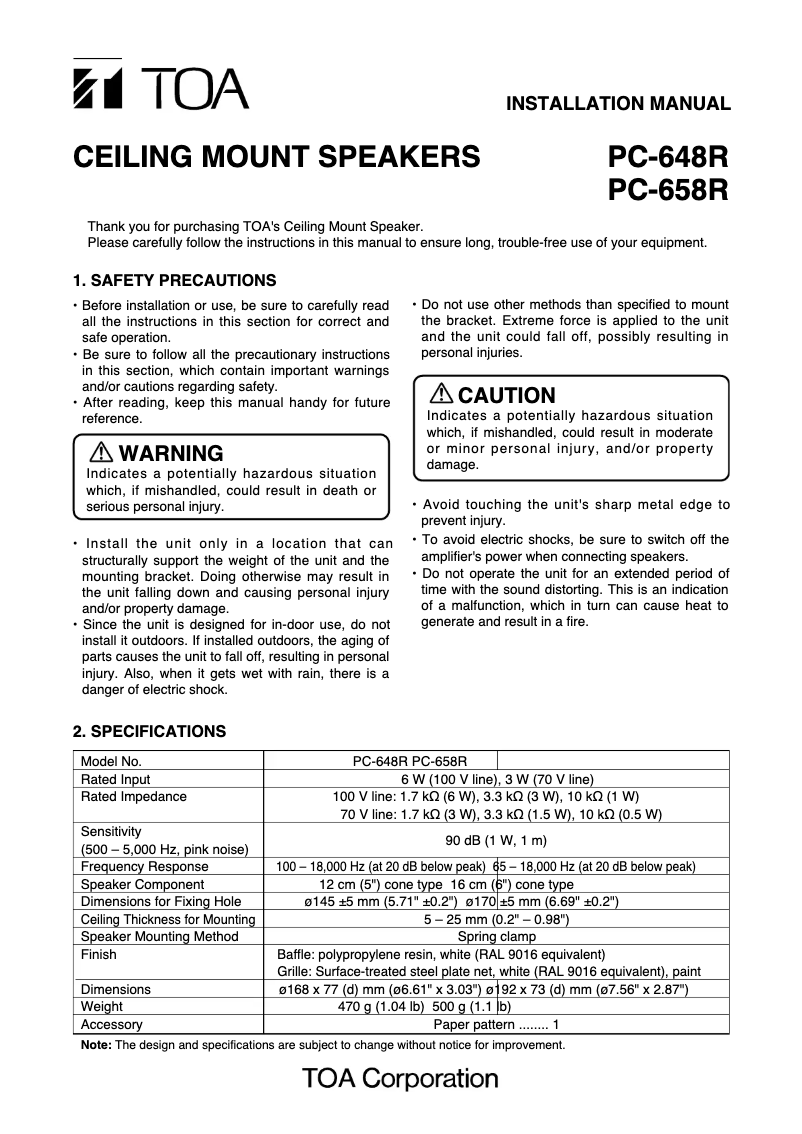 Página 1 del manual Manual de usuario TOA PC-648R