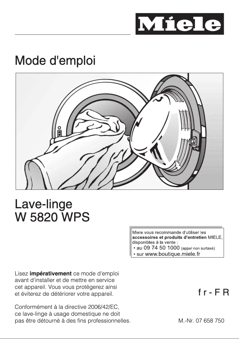 Page n°1 - Manuel utilisateur Miele W 5820 WPS