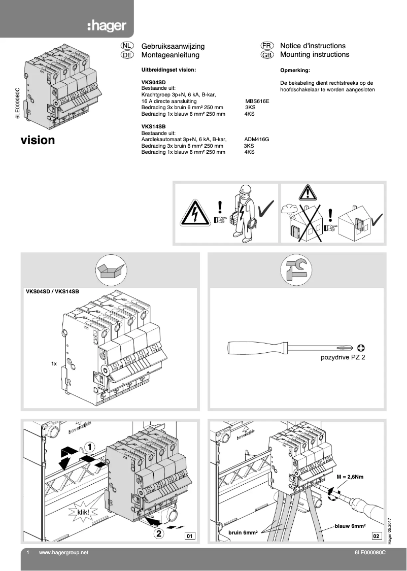 Page n°1 - Manuel utilisateur Hager Vision VKS04SD