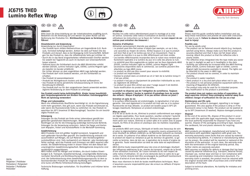 Page n°1 - Manuel utilisateur Abus JC6715 THEO