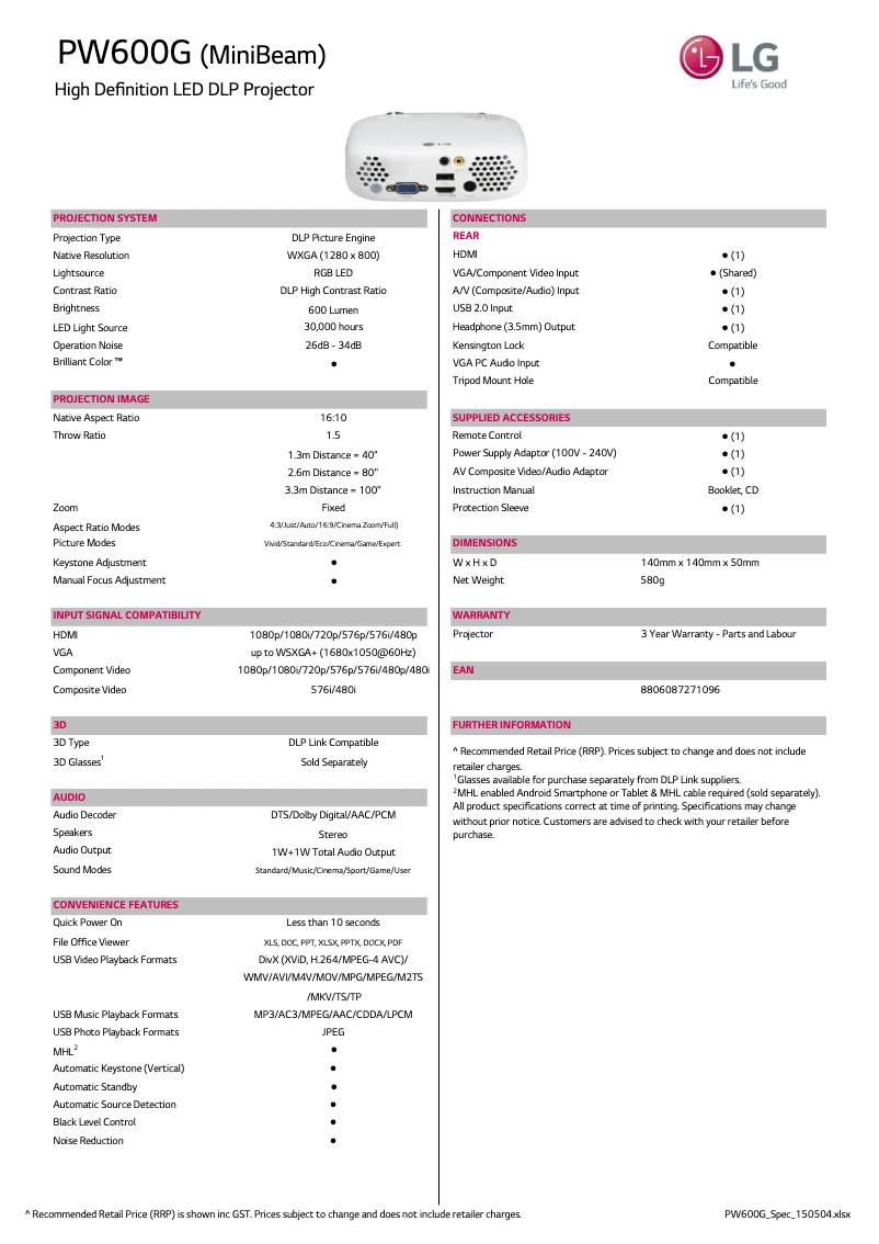 Imagen de la primera página del manual del dispositivo PW600G