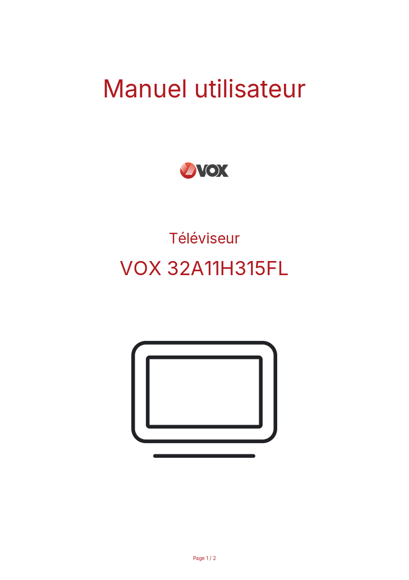 Page n°1 - Manuel utilisateur VOX 32A11H315FL