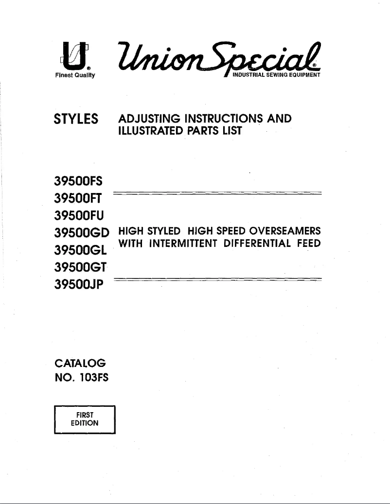 Page 1 de la notice Manuel utilisateur Union Special 39500GL