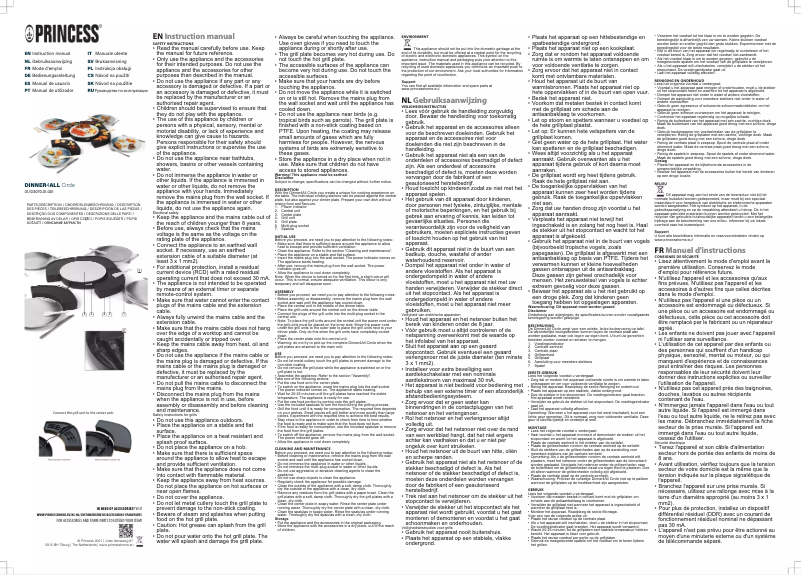 Image de la première page du manuel de l'appareil Dinner4All Circle 103070