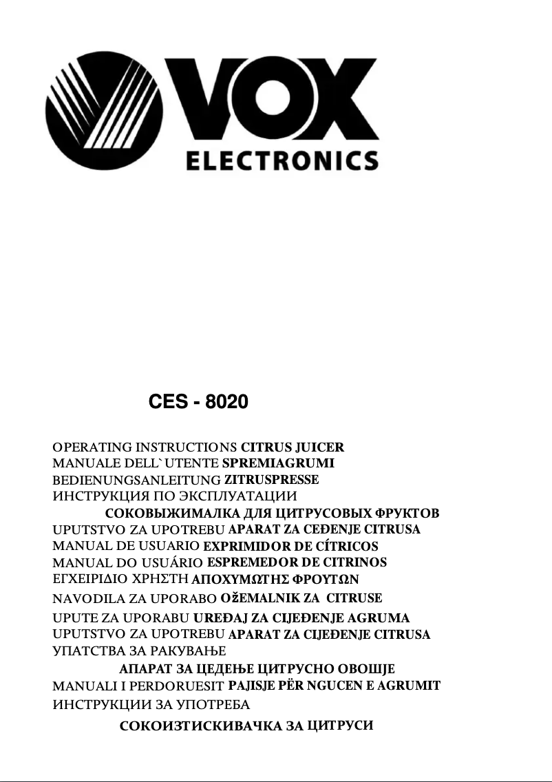 Página 1 del manual Manual de usuario VOX CES8020