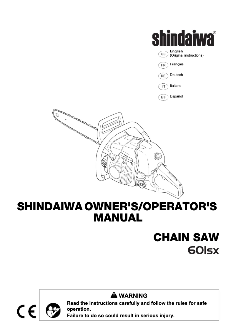 Page 1 de la notice Manuel utilisateur Shindaiwa 601SX