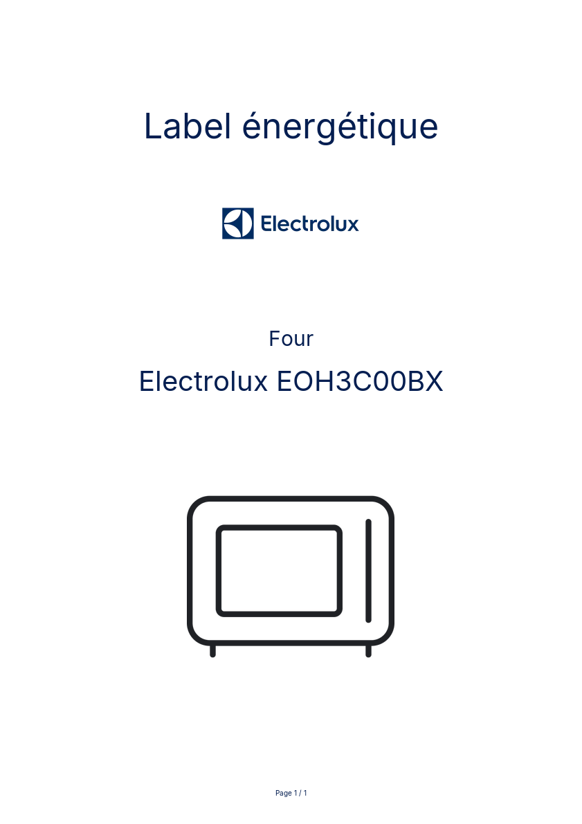 Page n°1 - Label énergétique Electrolux EOH3C00BX