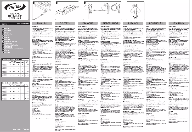 Page n°1 - Manuel utilisateur BBB SignalCombo BLS-83