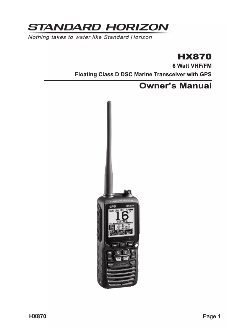 Imagen de la primera página del manual del dispositivo HX870E