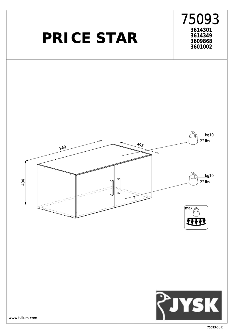 Página 1 del manual Manual de usuario JYSK Price Star (96x41x50)