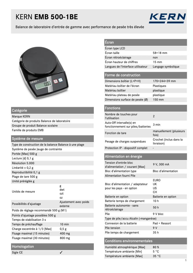 Image de la première page du manuel de l'appareil EMB 500-1BE