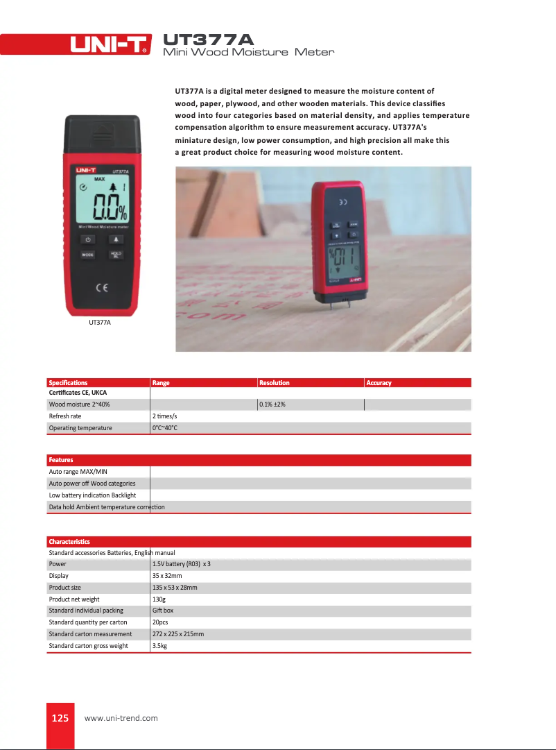 Page n°1 - Manuel utilisateur Uni-T UT377A
