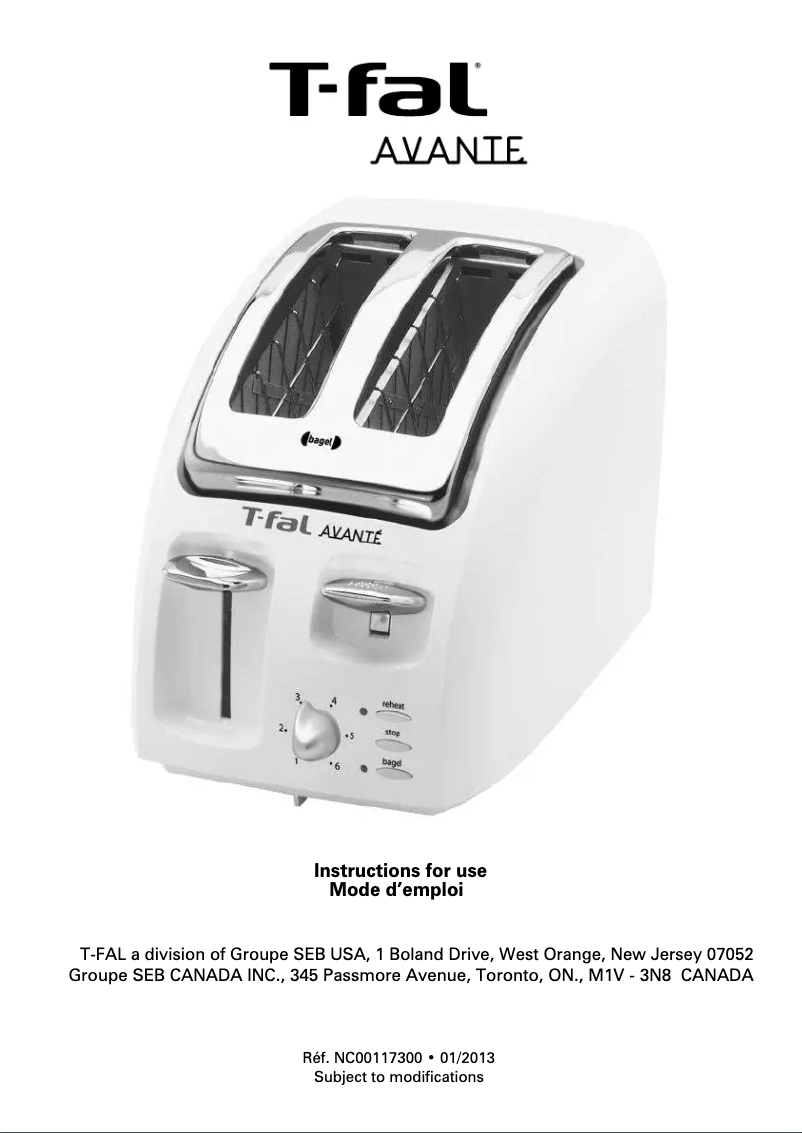 Page n°1 - Manuel utilisateur Tefal Avante 8749