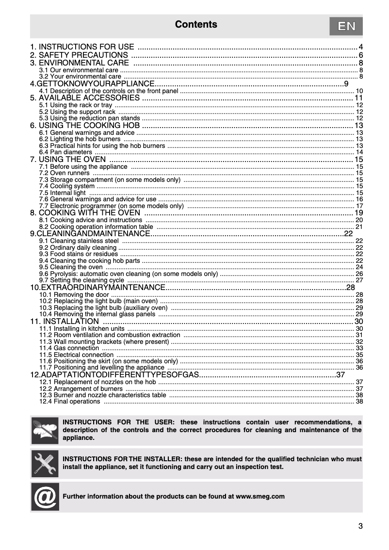 Page 1 de la notice Manuel utilisateur Smeg SY92PBL8
