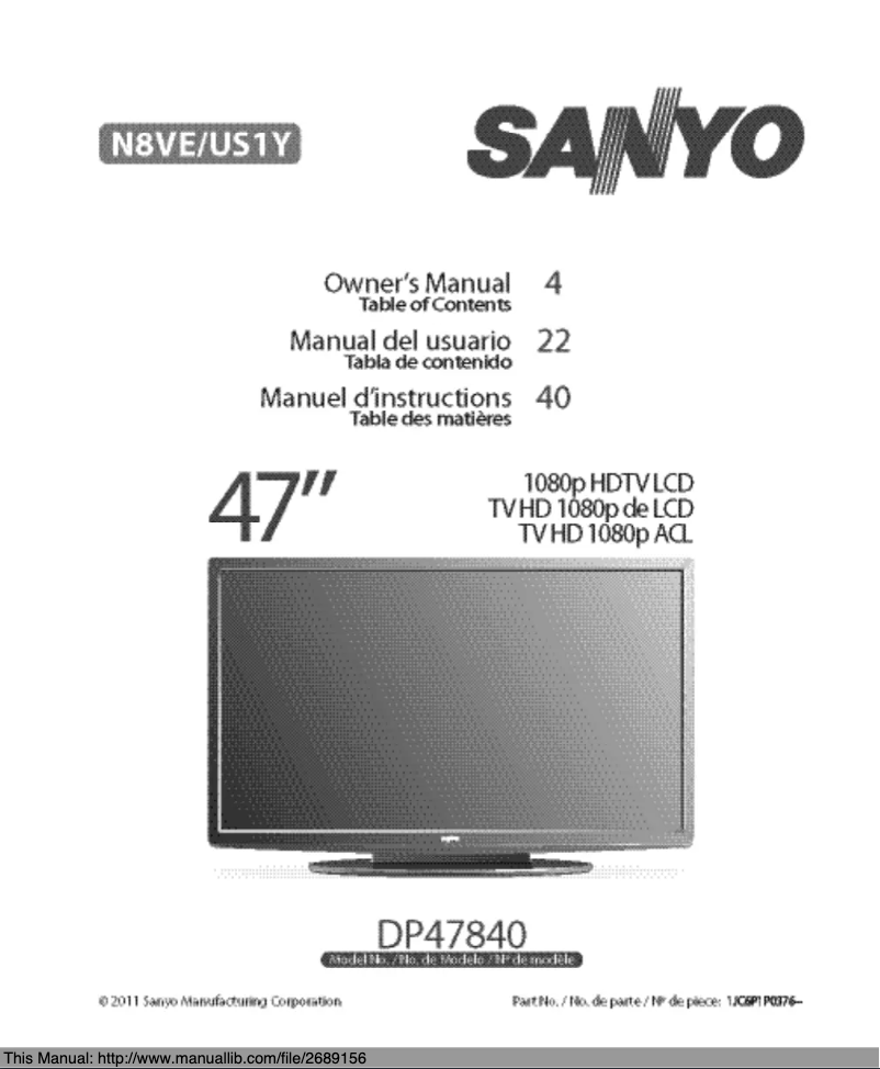 Page n°1 - Manuel utilisateur Sanyo DP47840