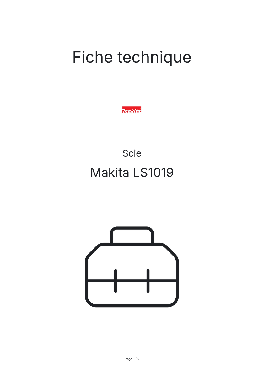 Page n°1 - Fiche technique Makita LS1019