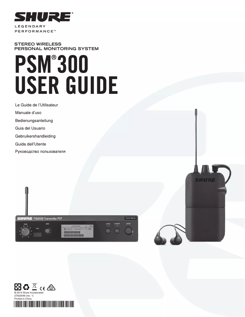 Página 1 del manual Manual de usuario Shure PSM300