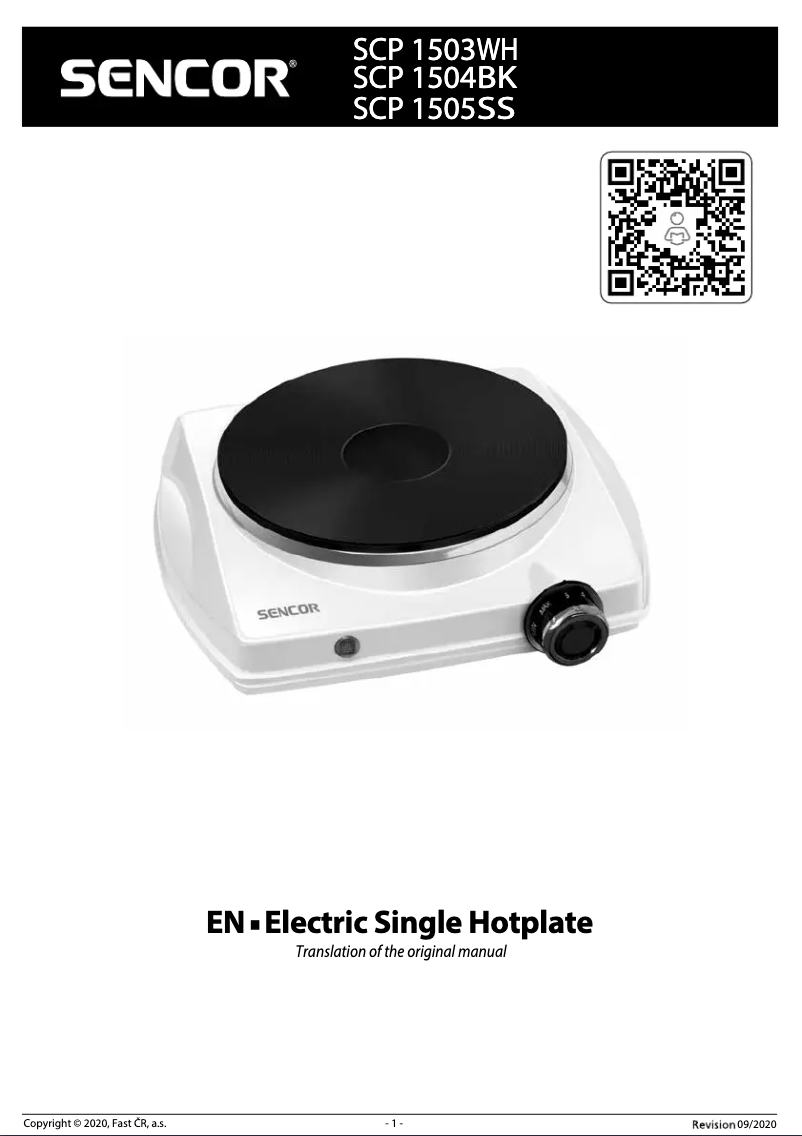 Page 1 de la notice Manuel utilisateur Sencor SCP 1504BK