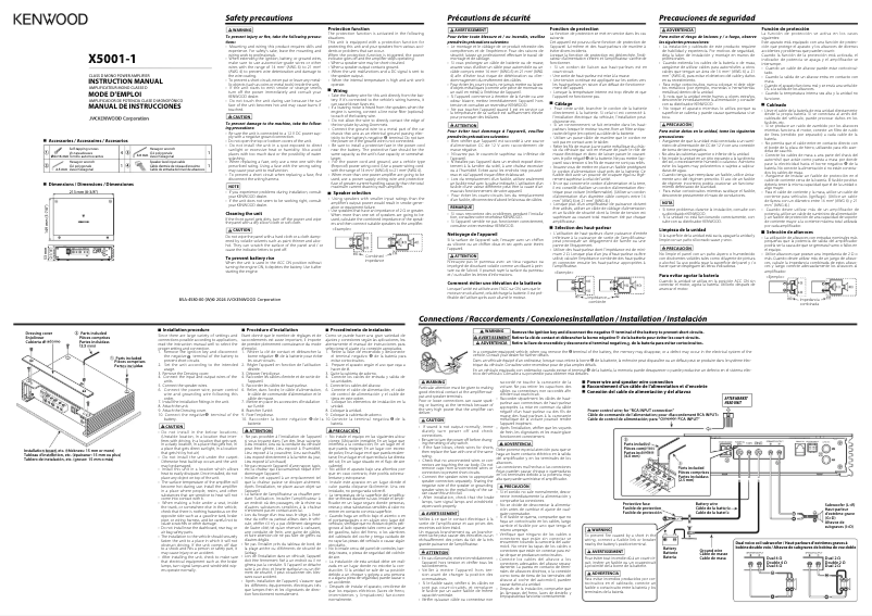 Page 1 de la notice Manuel utilisateur Kenwood X5001-1