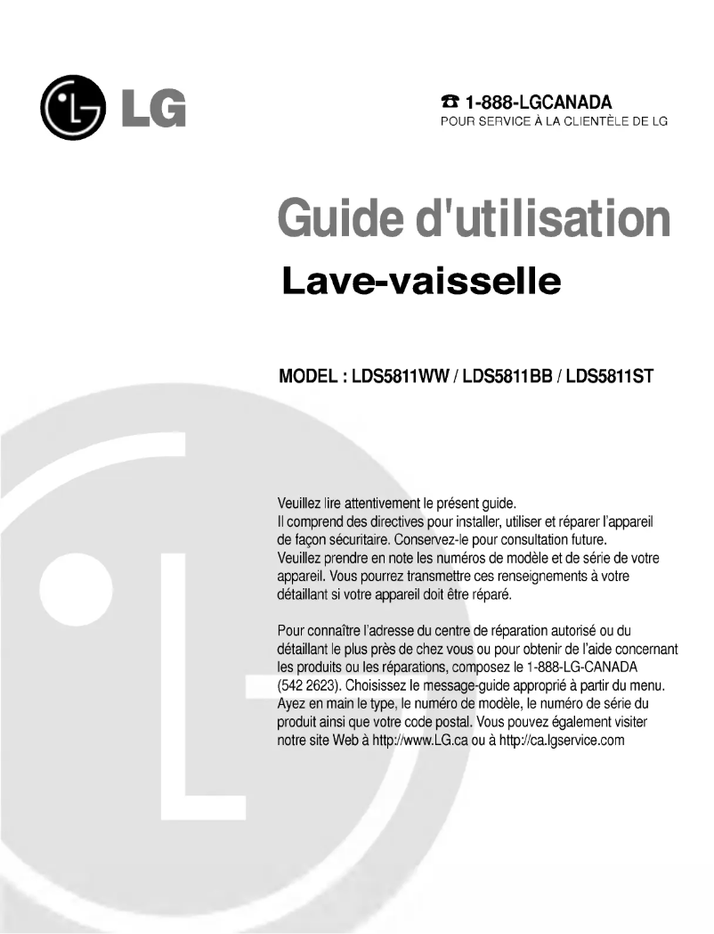 Page 1 de la notice Manuel utilisateur LG LD-6090TB