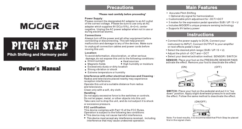 Page 1 de la notice Manuel utilisateur Mooer Pitch Step
