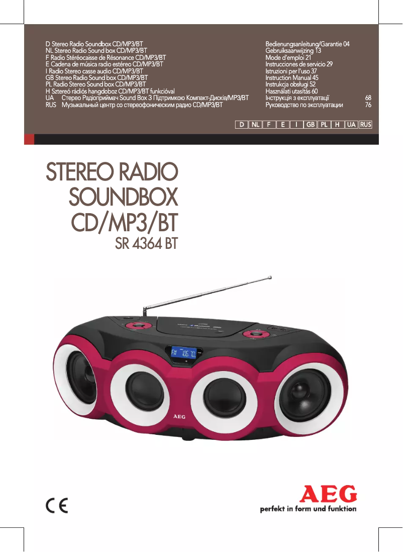 Page 1 de la notice Manuel utilisateur AEG SR 4364 BT