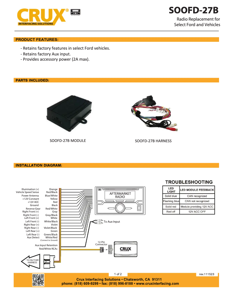 Página 1 del manual Manual de usuario CRUX SOOFD-27B